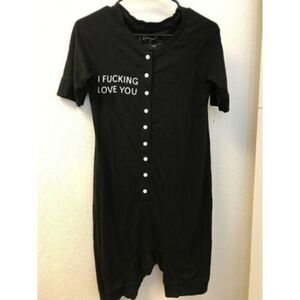 Daydream Nation “I F****** Love You” Suit Sleepwear XS Short Sleeve Button Black